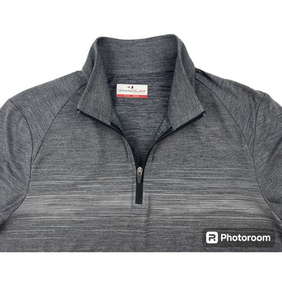 Grand Slam Golf Activewear Pullover Top Mens Medium Gray 1/4 Zip Long Sleeve - Picture 3 of 8